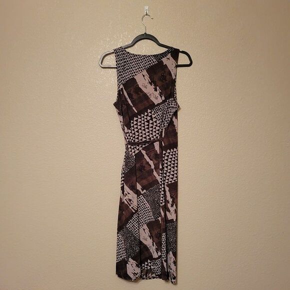 BCBGMAXAZRIA	Womens Dress Brown M Wrap Around Tie Animal Print Sleeveless - Picture 6 of 7